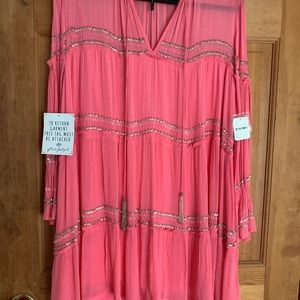 Free People Pink Tunic dress with silver sequins